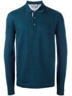 Canali Longsleeved Polo Shirt, Men's, Size: 58, Blue, Cotton
