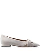 L'autre Chose Pointed Woven Effect Ballerinas - Grey