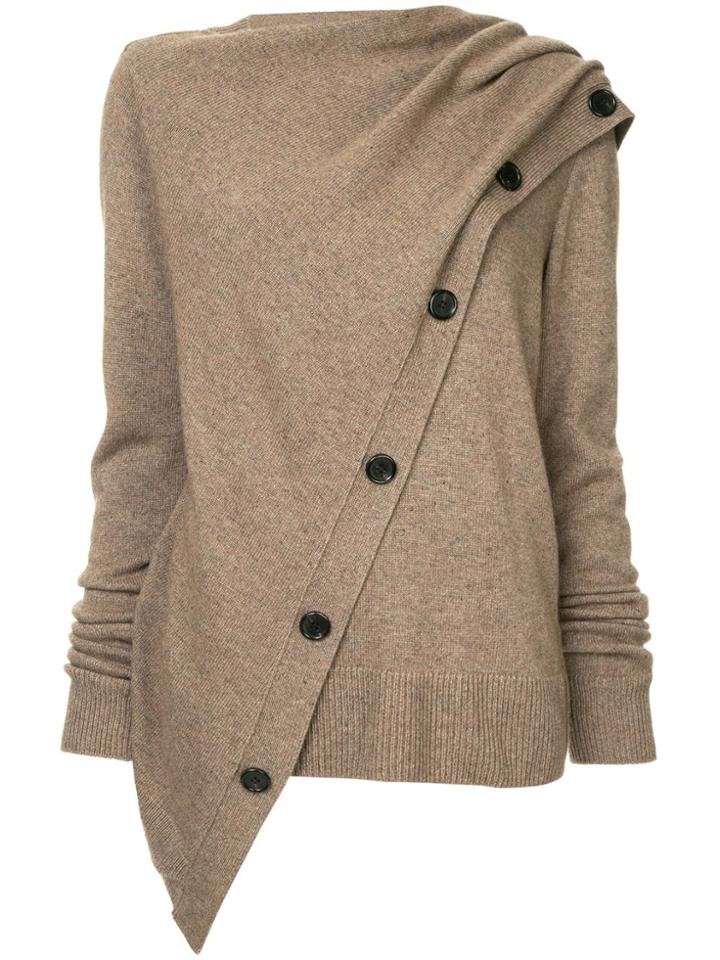 Goen.j Wrap Scarf Detail Jumper - Brown