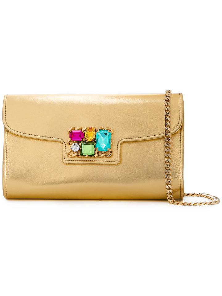 Casadei - Jewelled Shoulder Bag - Women - Kid Leather - One Size, Grey, Kid Leather