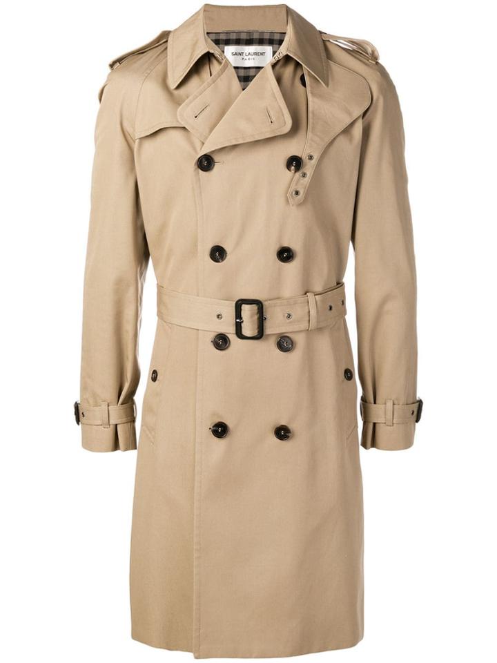 Saint Laurent Belted Trench Coat - Brown