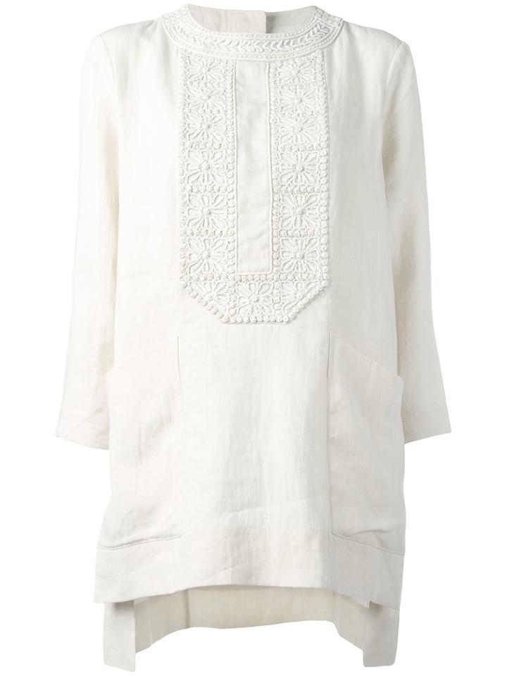 Isabel Marant - Embroidered Floral Top - Women - Cotton/linen/flax - 42, White, Cotton/linen/flax