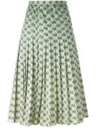 Christian Dior Vintage Bamboo Print Pleated Skirt - White