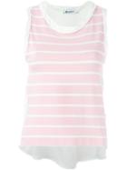 Dondup Sleeveless Striped Tank, Women's, Size: Large, White, Viscose/spandex/elastane