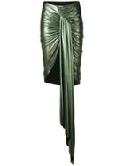 Alexandre Vauthier Ruched Metallic Skirt - Green