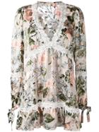 For Love And Lemons - Longsleeved Floral Dress - Women - Silk/polyester/viscose - M, Silk/polyester/viscose