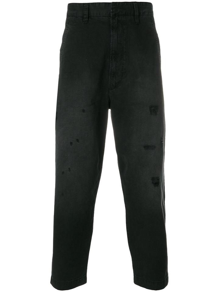 Diesel Distressed Straight Jeans - Black