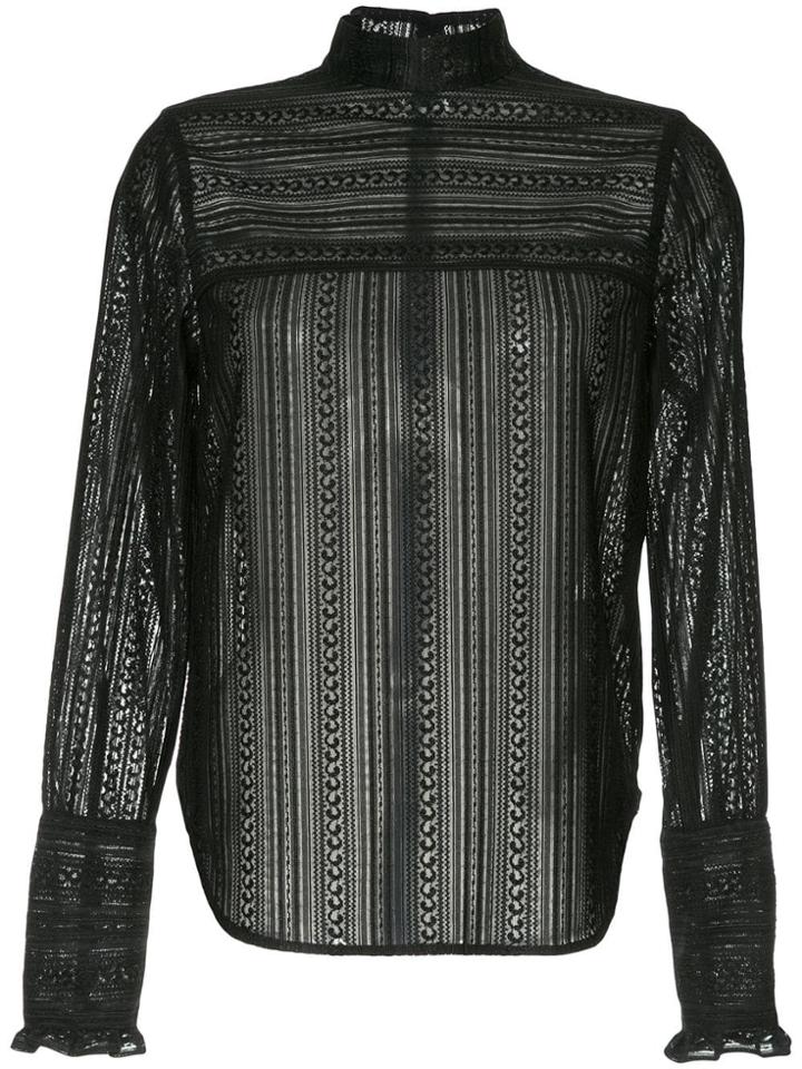 Le Ciel Bleu Neck Frill Blouse - Black