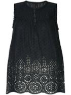 Marc Cain Crocheted Loose Flared Blouse - Black