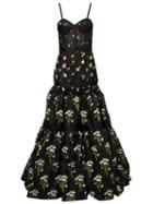 Alexander Mcqueen Tiered Violet Bustier Evening Dress, Women's, Size: 42, Black, Silk/polyamide/polyester