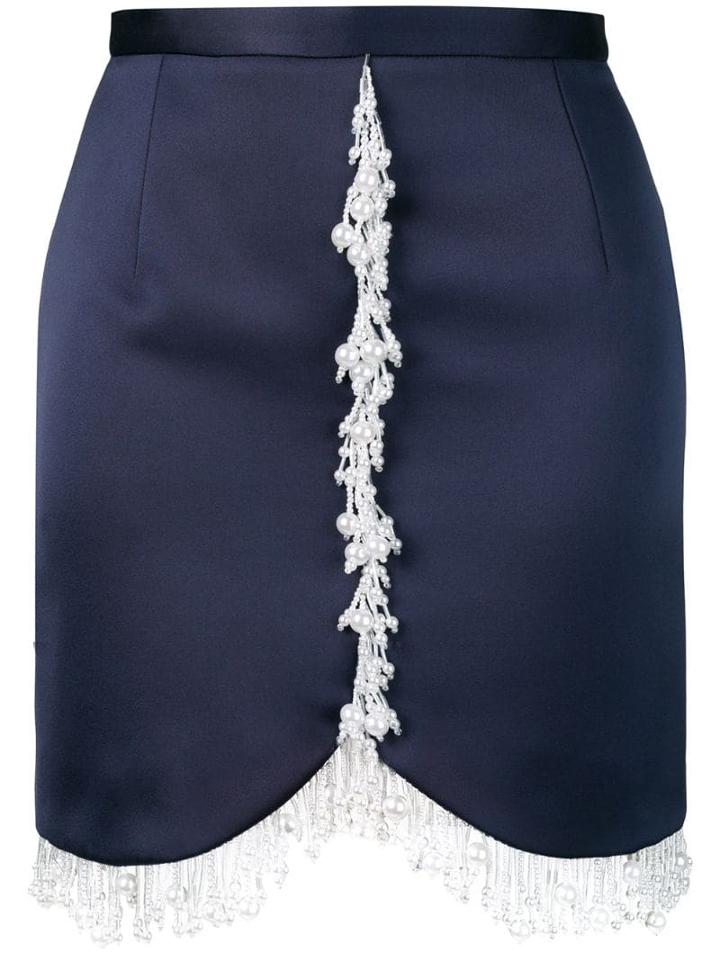 Christopher Kane Pearl Embellished Mini Skirt - Blue