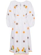 Innika Choo Avens Embroidered Linen Smock Dress - White