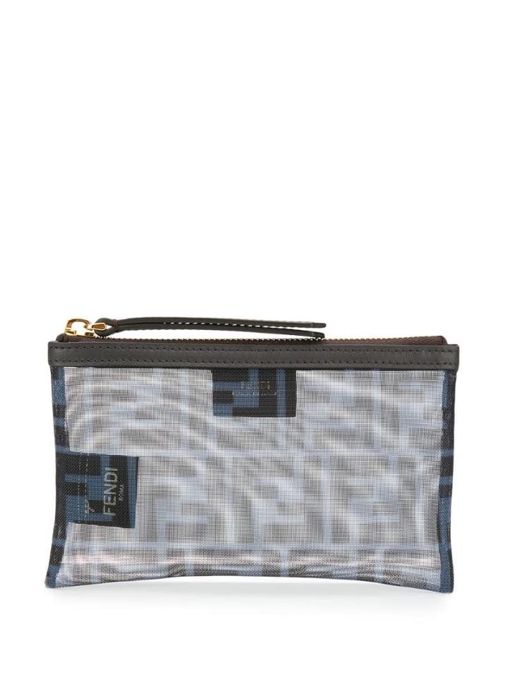 Fendi Ff Pattern Mesh Pouch - Black