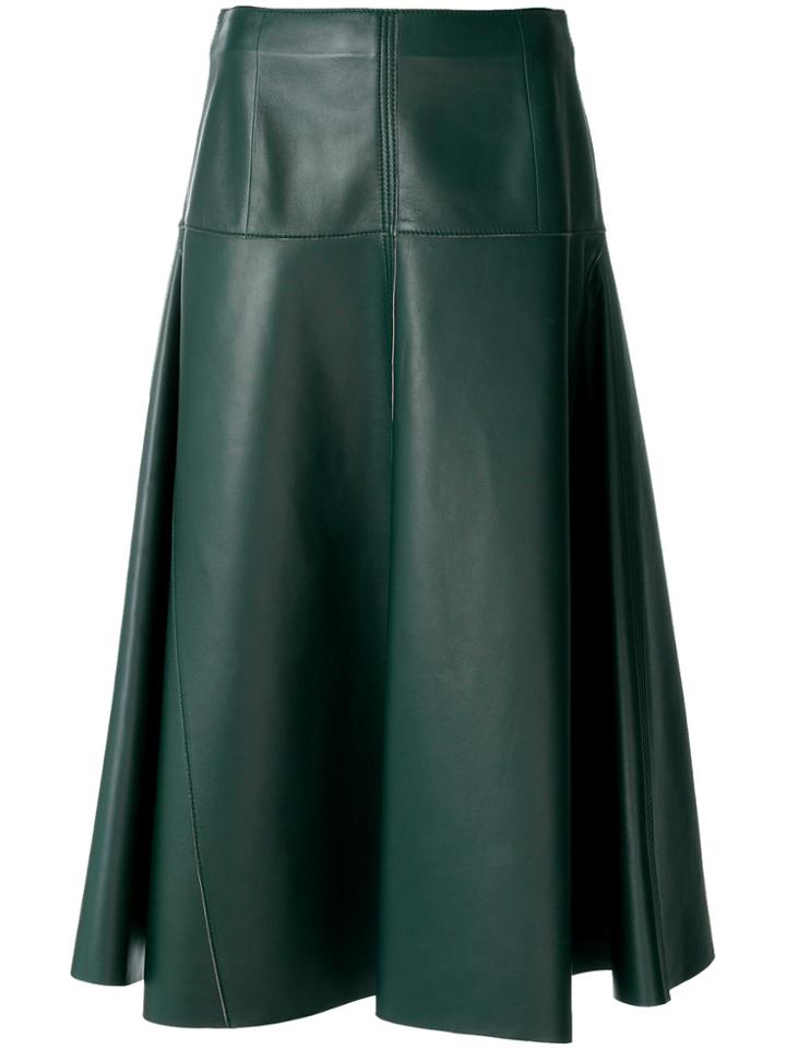 Fendi Leather Midi Skirt - Green