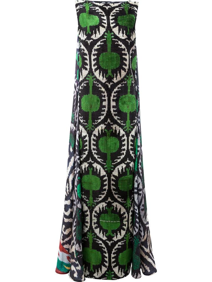 Afroditi Hera Multi-pattern Column Gown, Women's, Size: 40, Black, Silk/polyester/viscose