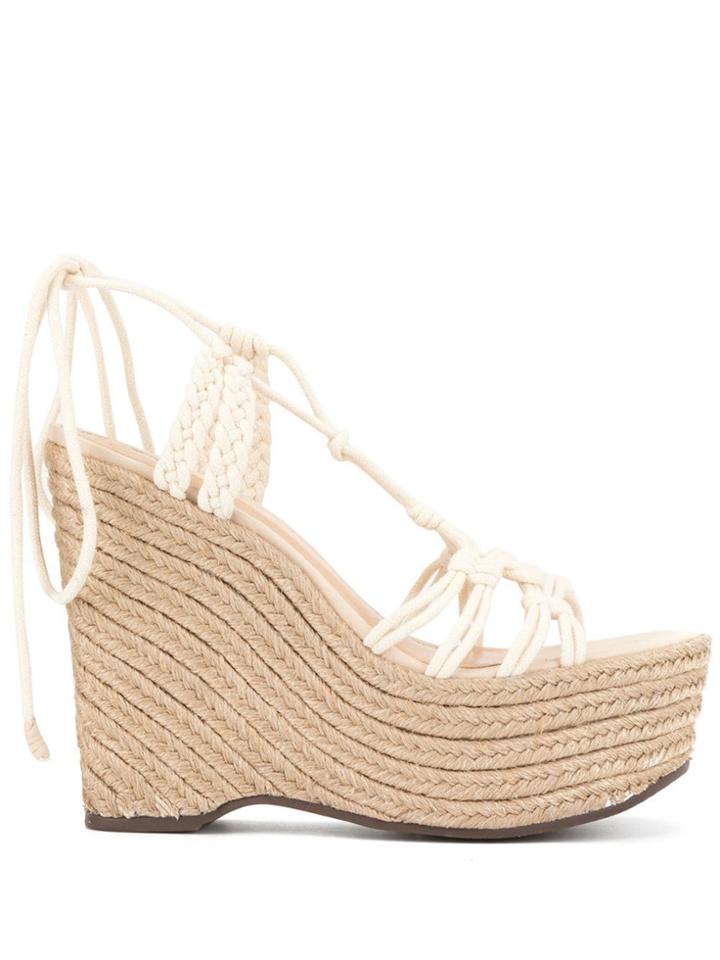 Schutz Woven Wedge Sandals - Neutrals