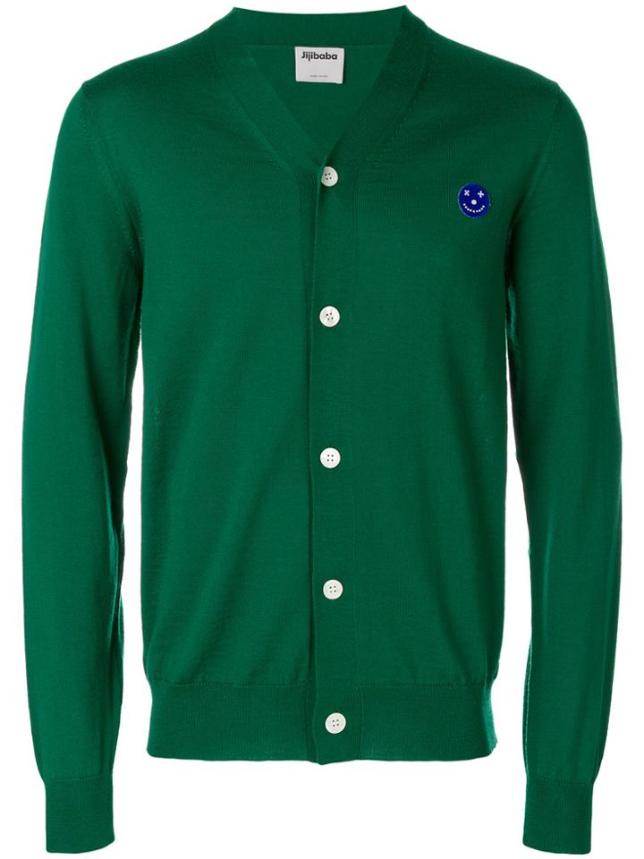 Jijibaba Smiley Patch Cardigan - Green