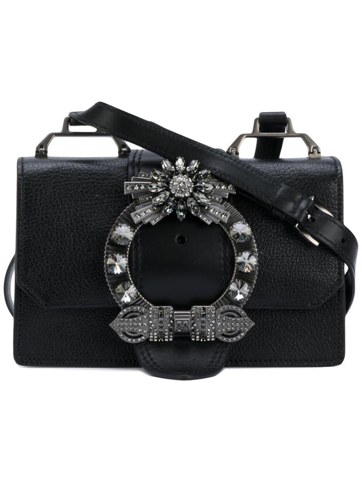 Miu Miu Embellished Cross Body Bag - Black