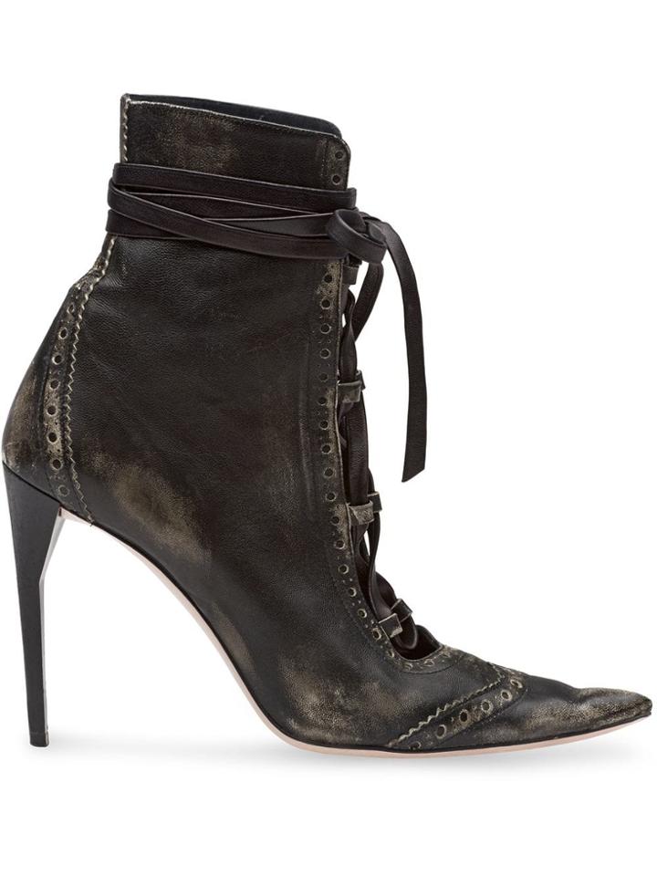 Miu Miu Distressed Lace Up Boots - Black