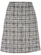 Lanvin Tweed Checked Skirt, Women's, Size: 36, Black, Cotton/polyester/viscose/silk