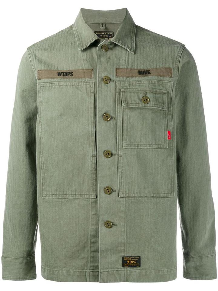 Wtaps Mike Patch Jacket Style Shirt, Men's, Size: Large, Green, Cotton