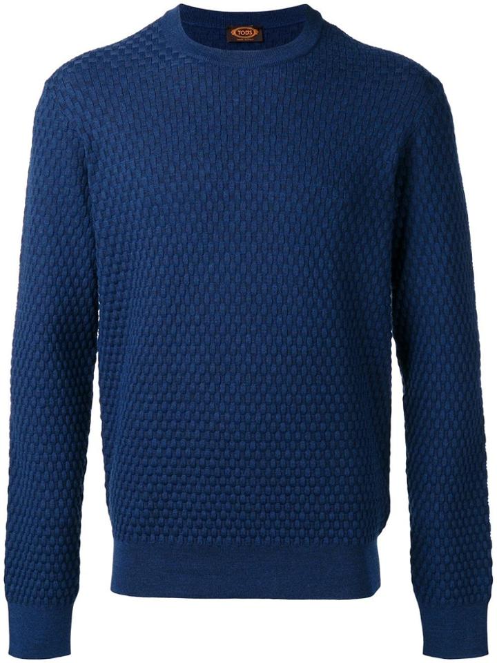 Tod's Round Neck Jumper - Blue