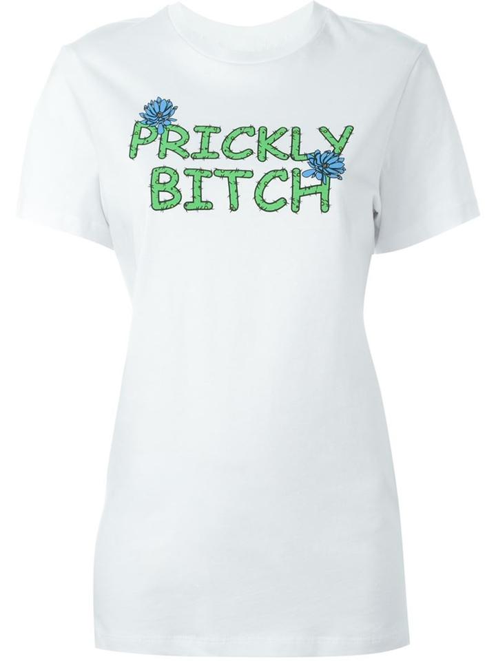 House Of Holland Prickly Bitch T-shirt, Women's, Size: 6, White, Cotton