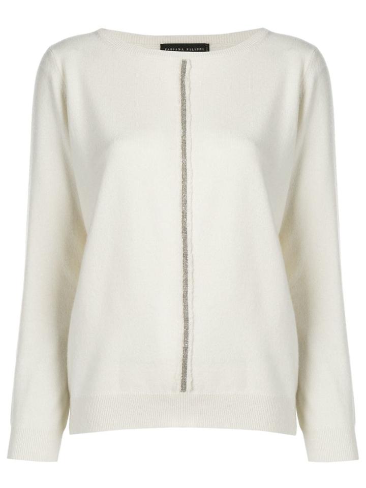 Fabiana Filippi Beaded Stripe Detail Knitted Jumper - Neutrals