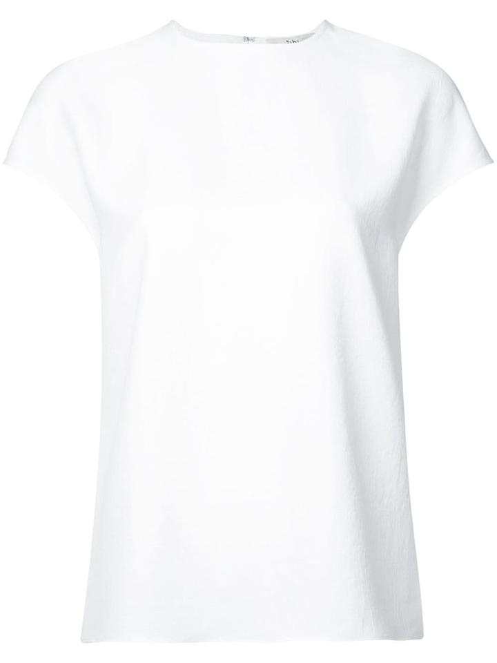 Tibi Drape Twill Leather Detail T-shirt - White