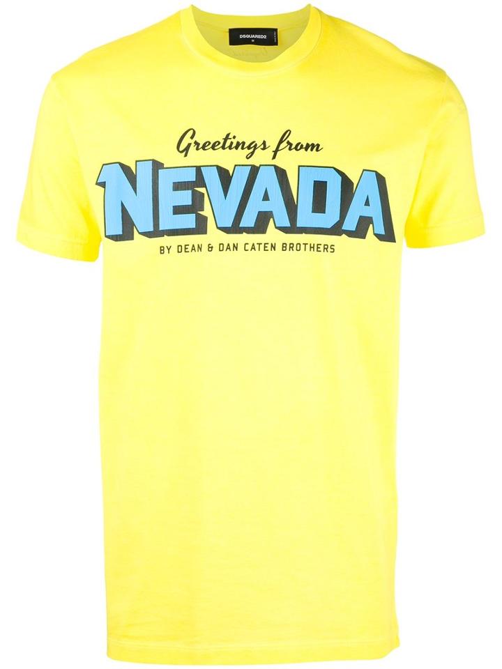 Dsquared2 Greetings From Nevada T-shirt, Men's, Size: Small, Yellow/orange, Cotton