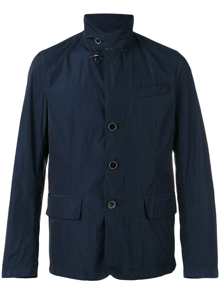Fay Button-front Raincoat - Blue