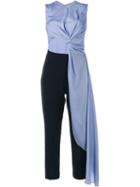 Roksanda Ellis Draped Cut-out Jumpsuit, Women's, Size: 10, Blue, Viscose/acetate/silk/polyamide