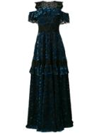 Talbot Runhof Lace Embellished Gown - Blue