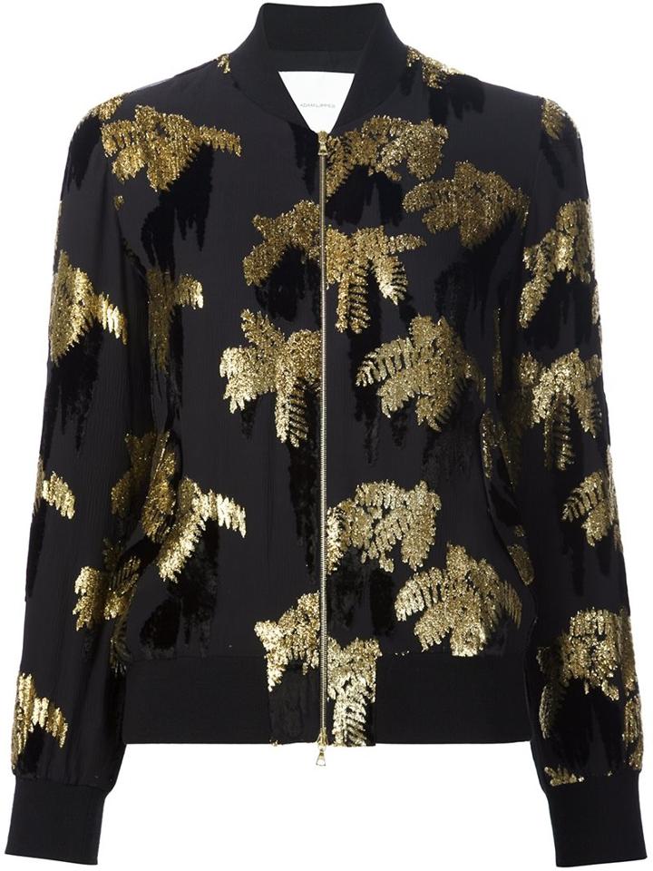 Adam Lippes Bomber Jacket, Women's, Size: 2, Black, Viscose/lurex/silk