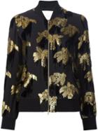 Adam Lippes Bomber Jacket, Women's, Size: 2, Black, Viscose/lurex/silk