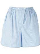 Jil Sander Navy Striped Panel Detail Shorts, Women's, Size: 36, Blue, Cotton/polyamide/spandex/elastane