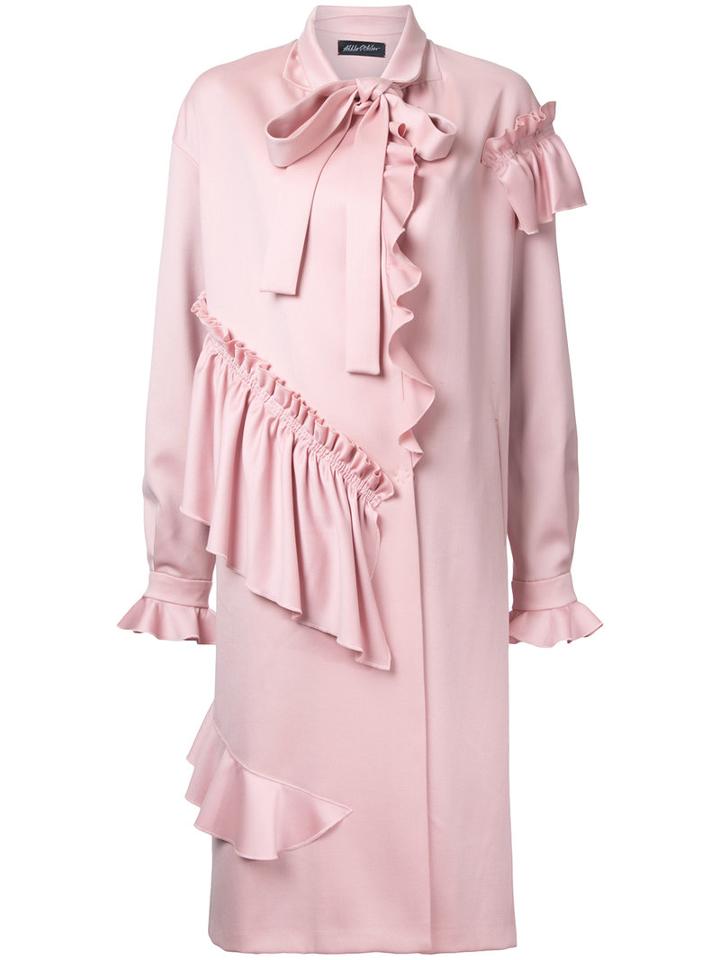 Anna October Ruffled Midi Coat, Women's, Size: Medium, Pink/purple, Cotton