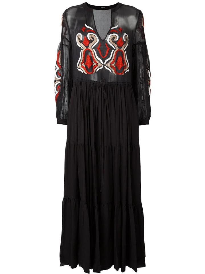 Wandering - Long Embroidered Dress - Women - Silk/viscose - 40, Black, Silk/viscose
