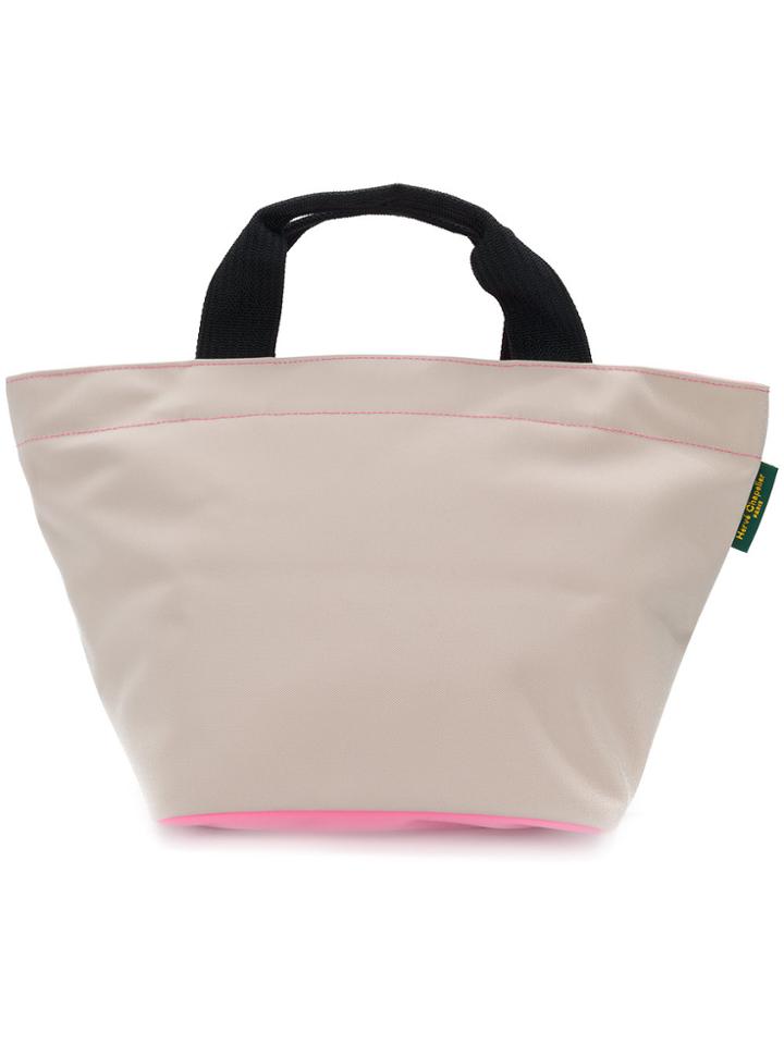 Hervé Chapelier Contrast Colour Small Tote Bag - Nude & Neutrals