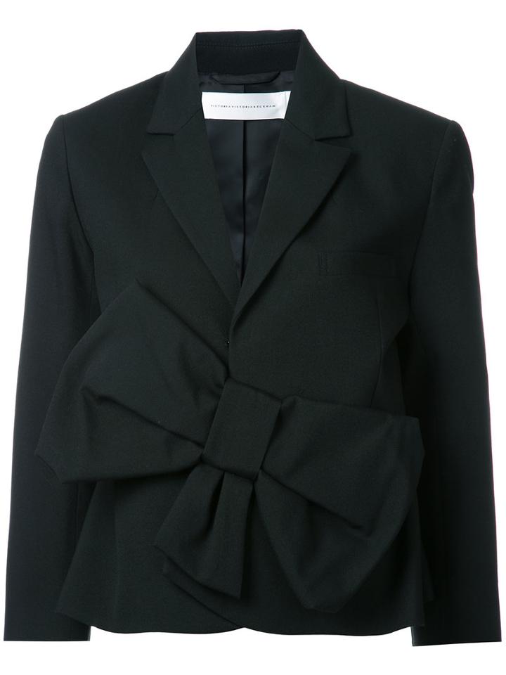 Victoria Victoria Beckham Front Bow Blazer, Women's, Size: 10, Black, Cotton/wool