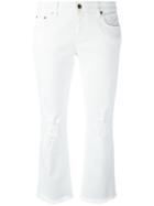 Roberto Cavalli Stretch Ripped Cropped Jeans - White