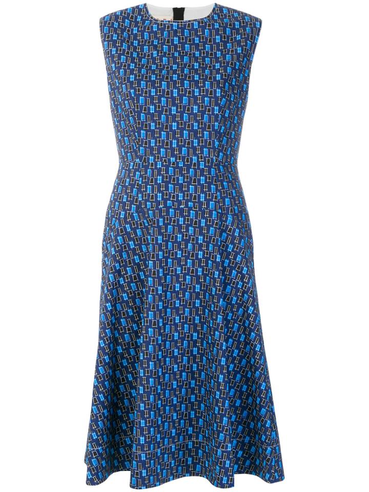 Marni Print Flared Dress - Blue