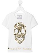 Philipp Plein Kids Skull Embroidered T-shirt, Girl's, Size: 8 Yrs, White
