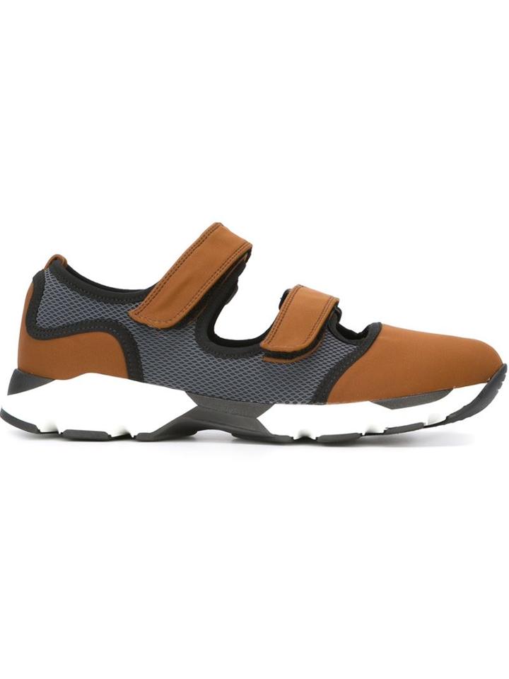 Marni Velcro Fastening Sneakers, Women's, Size: 35, Brown, Cotton/polyester/rubber