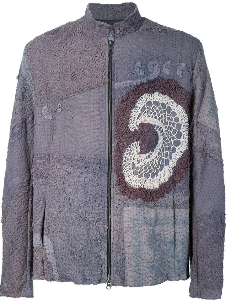 By Walid Crochet Insert Zipped Jacket - Grey