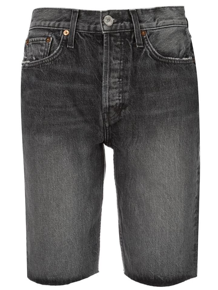 Re/done Stonewashed Denim Shorts - Black