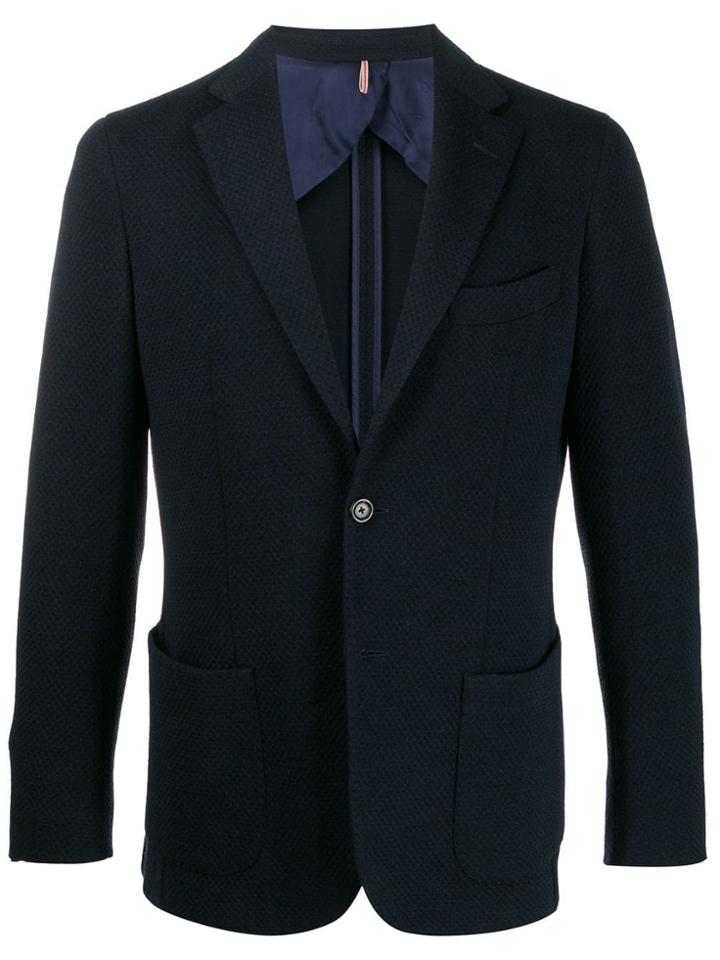 Dell'oglio Textured Plain Blazer - Blue