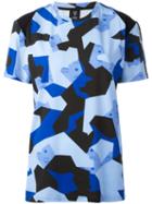 Mcm - Camouflage Print T-shirt - Women - Cotton/spandex/elastane/lyocell - S, Women's, Blue, Cotton/spandex/elastane/lyocell