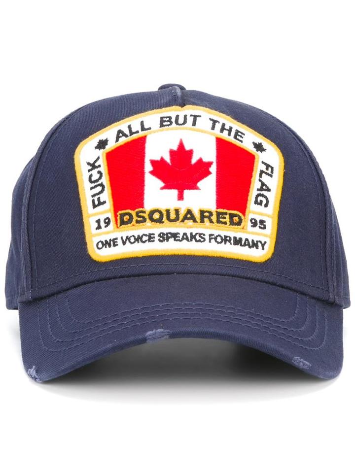 Dsquared2 Canadian Logo Patch Cap, Men's, Blue, Cotton