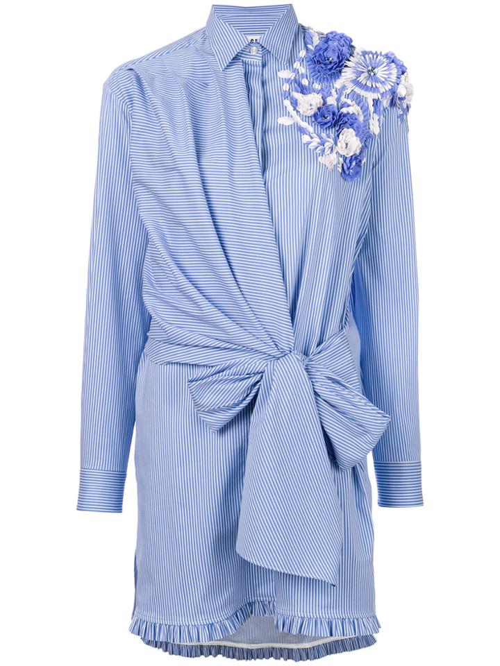 Msgm Embellished Appliqué Oversized Shirt - Blue